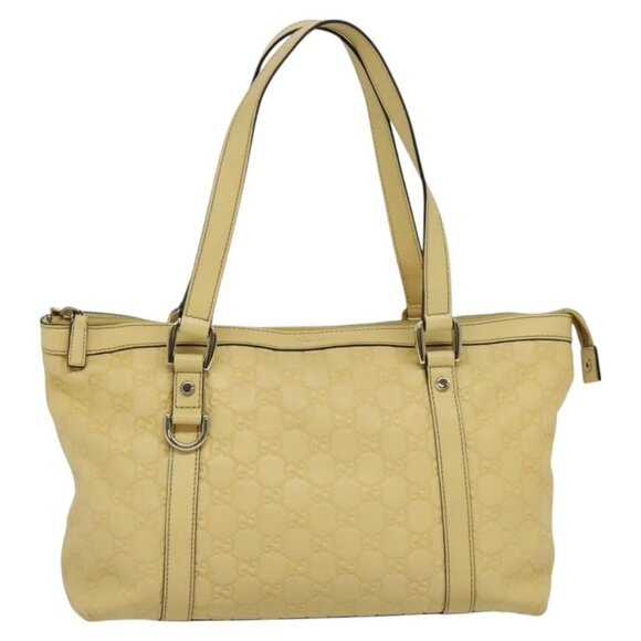 GUCCI GG Canvas Guccissima Abbey Tote Bag Leather Yellow Gold - Picture 2 of 15